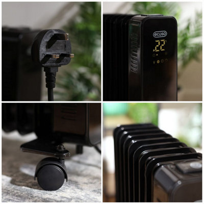 HomeStyleStore Black 1500W UK Plug In Oil Filled Smart WiFi Electric ...
