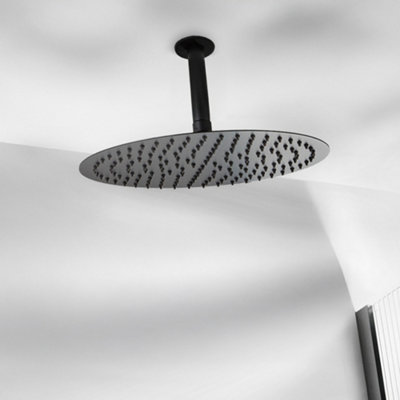 HomeStyleStore Black 180mm Ceiling Mounted Shower Head Arm