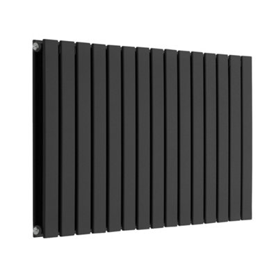 HomeStyleStore Black Double Flat Panel Horizontal Designer Radiator ...