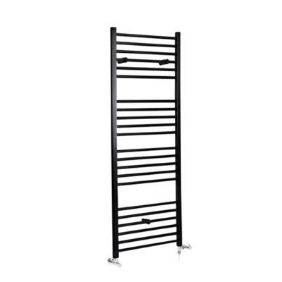 HomeStyleStore Black Dual Fuel Electric Straight Bar Heated Towel Rail ...
