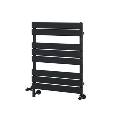 HomeStyleStore Black Flat Panel Dual Fuel Electric Heated Towel Rail ...