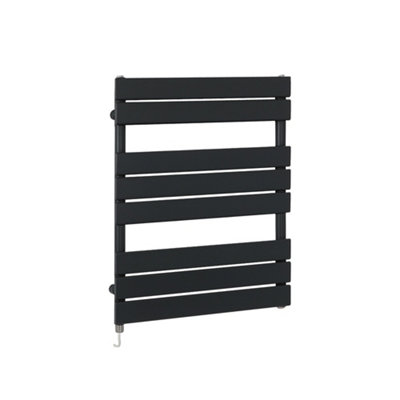 HomeStyleStore Black Flat Panel Heated Towel Rail Radiator with Simple ...