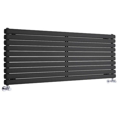 HomeStyleStore Black Horizontal Double Oval Panel Designer Radiator ...
