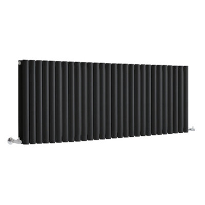 HomeStyleStore Black Horizontal Double Oval Panel Designer Radiator ...