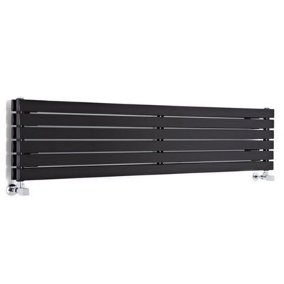 HomeStyleStore Black Horizontal Double Panel Designer Radiator 354mm x ...