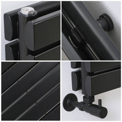 HomeStyleStore Black Horizontal Double Panel Designer Radiator 354mm x ...