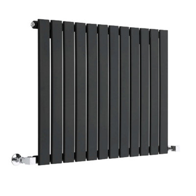 HomeStyleStore Black Horizontal Single Flat Panel Designer Radiator ...