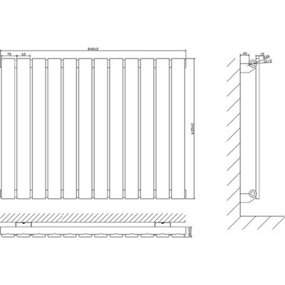 HomeStyleStore Black Horizontal Single Flat Panel Designer Radiator ...