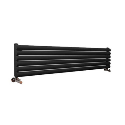 HomeStyleStore Black Horizontal Single Oval Panel Designer Radiator ...