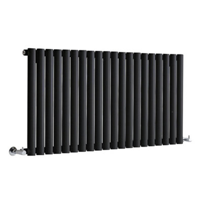 HomeStyleStore Black Horizontal Single Oval Panel Designer Radiator 595 ...