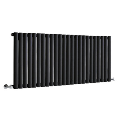 HomeStyleStore Black Horizontal Single Oval Panel Designer Radiator 595 ...