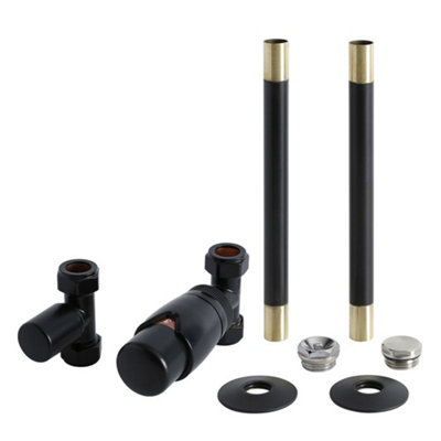 HomeStyleStore Black Straight Radiator Heated Towel Rail Thermostatic ...