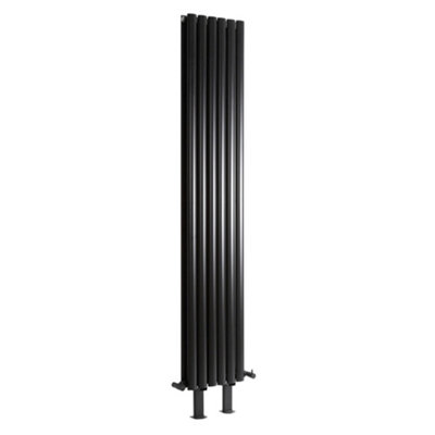 HomeStyleStore Black Vertical Double Panel Designer Radiator with Feet ...