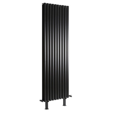HomeStyleStore Black Vertical Double Panel Designer Radiator with Feet ...
