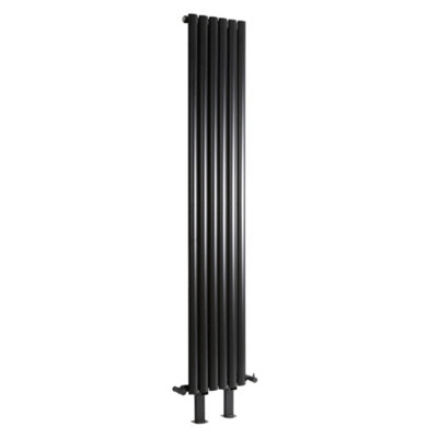 HomeStyleStore Black Vertical Single Panel Designer Radiator with Feet ...