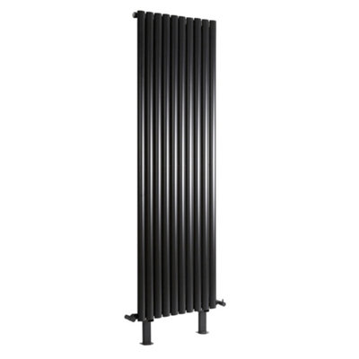 HomeStyleStore Black Vertical Single Panel Designer Radiator with Feet ...