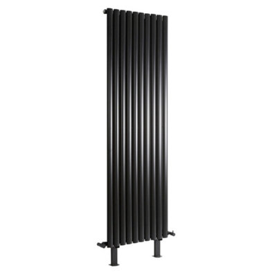 HOMESTYLESTORE BLACK VERTICAL SINGLE PANEL DESIGNER RADIATOR WITH FEET ...