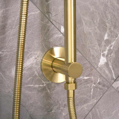 HomeStyleStore Brushed Brass Bathroom Riser Rail Slide Bar Kit Pencil ...