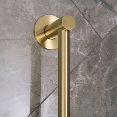 HomeStyleStore Brushed Brass Bathroom Riser Rail Slide Bar Kit Pencil ...