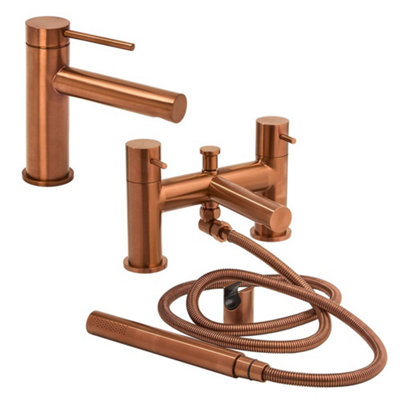 HomeStyleStore Brushed Bronze Mono Bathroom Basin Mixer Tap and Bath ...