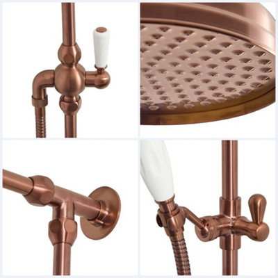 HomeStyleStore Brushed Copper Grand Rigid Riser with Thermostatic Valve ...
