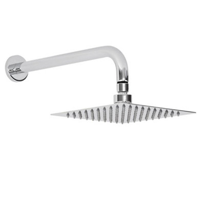 HomeStyleStore Chrome 200mm Square Swivel Joint Shower Head with Wall ...