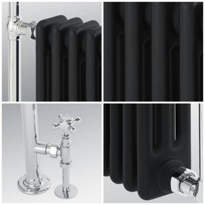 HomeStyleStore Chrome and Black Heated Towel Rail Radiator with ...