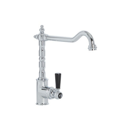 HomeStyleStore Chrome and Black Single Lever Handle Kitchen Sink Mixer ...