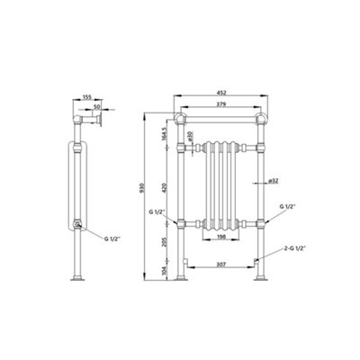 HomeStyleStore Chrome and White Cast Iron Style Heated Towel Rail ...