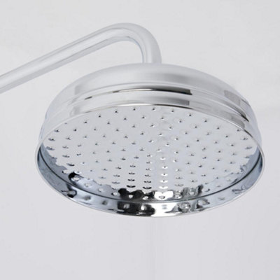 HomeStyleStore Chrome and White Grand Rigid Riser with Fixed Shower ...