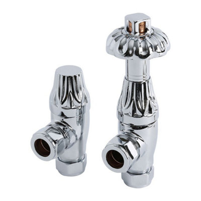 HomeStyleStore Chrome Angled Radiator Heated Towel Rail Thermostatic ...