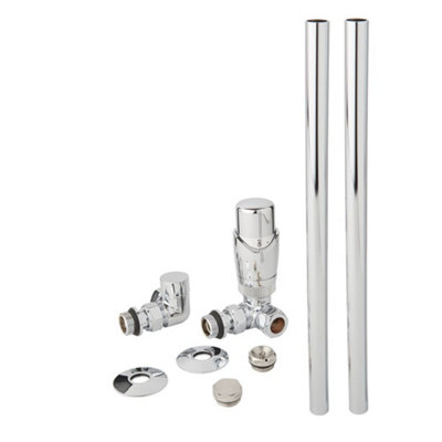 HomeStyleStore Chrome Corner Radiator Heated Towel Rail Thermostatic ...