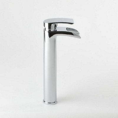 HomeStyleStore Chrome High Rise Waterfall Mono Bathroom Basin Mixer Tap ...