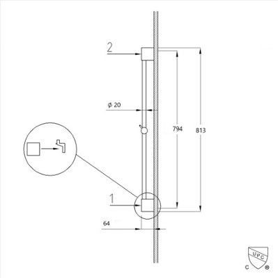 HomeStyleStore Chrome Rounded Shower Riser Rail