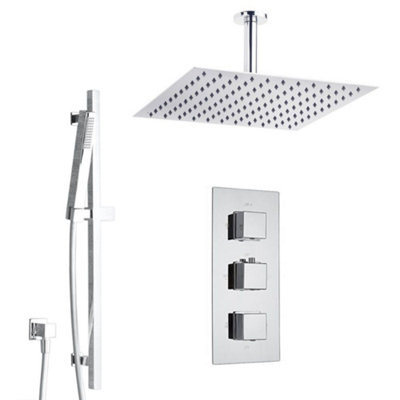HomeStyleStore Chrome Thermostatic Diverter Mixer Valve 300mm Ceiling ...