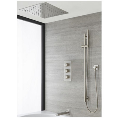 HomeStyleStore Chrome Thermostatic Mixer Valve with 400mm Square ...