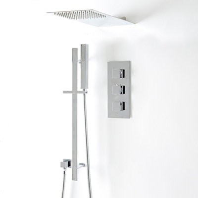 HomeStyleStore Chrome Thermostatic Mixer Valve with Wall Mounted 200 x ...