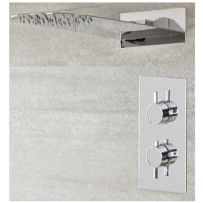 HomeStyleStore Chrome Thermostatic Mixer Valve with Wall Mounted 200mm ...
