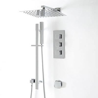 HOMESTYLESTORE CHROME THERMOSTATIC MIXER VALVE WITH WALL MOUNTED SHOWER ...