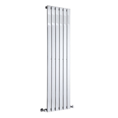 HomeStyleStore Chrome Vertical Single Flat Panel Designer Radiator ...