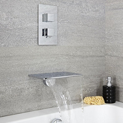 HomeStyleStore Chrome Wall Mounted Waterfall Bath Filler Tap and Twin ...