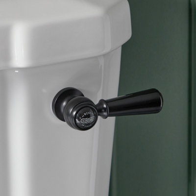 HomeStyleStore Close Coupled Toilet WC with Bamboo Fluted Seat and ...