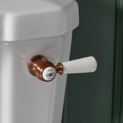 HomeStyleStore Close Coupled Toilet WC with Bamboo Fluted Seat and ...
