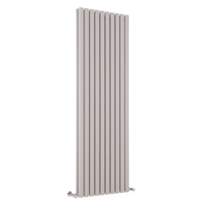 HomeStyleStore Light Grey Vertical Double Oval Panel Designer Radiator ...