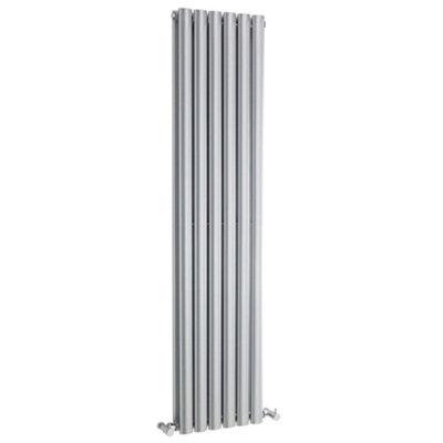 HomeStyleStore Silver Grey Vertical Double Oval Panel Designer Radiator ...