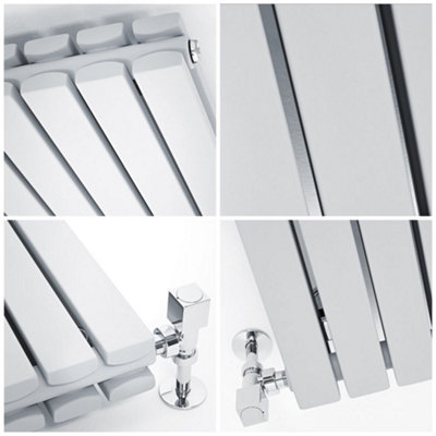 HomeStyleStore Silver Vertical Double Flat Panel Designer Radiator ...