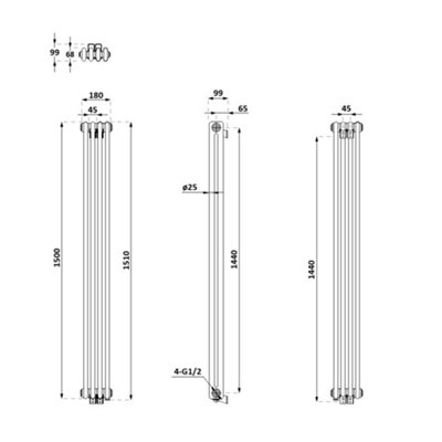 HomeStyleStore White 1500mm x 200mm Cast Iron Style Vertical Double ...