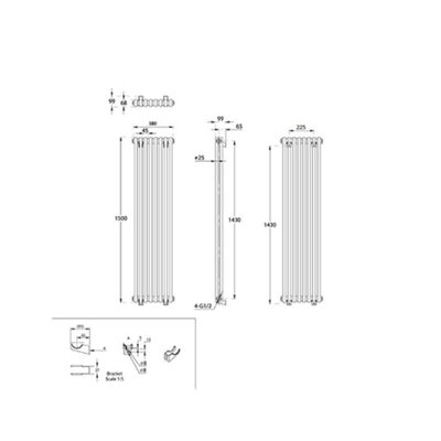 HomeStyleStore White 1500mm x 380mm Cast Iron Style Vertical Double ...