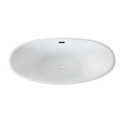 HomeStyleStore White 1570 x 785mm Double Ended Freestanding Oval Bath ...
