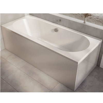 HomeStyleStore White 1700 x 700mm Bathroom Double Ended Round Bath with ...